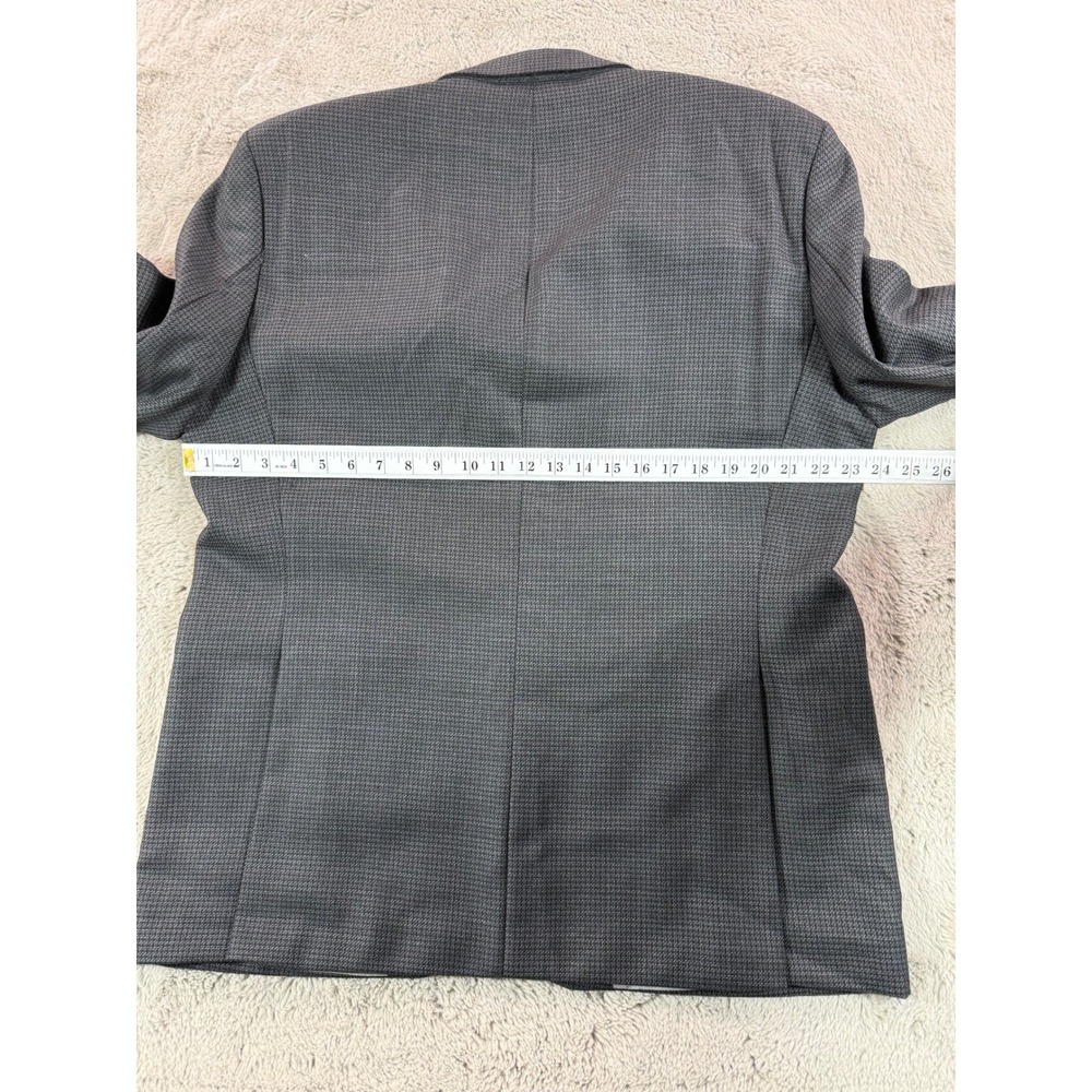 HUGO BOSS Men's Charcoal Micro Check‎ Two Button Blazer Sport Coat Size 44R Wool - Picture 7 of 14